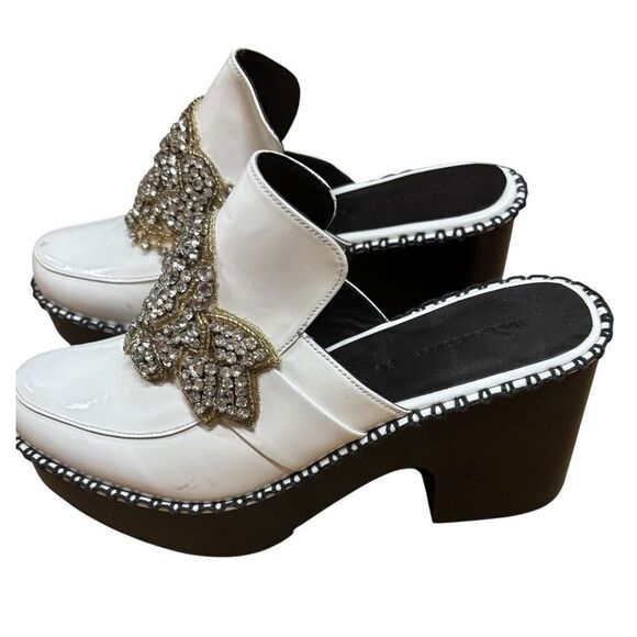 Rachel Comey Rhinestone Leather Clogs in White NWOB Size 5 1/2 - Picture 3 of 8